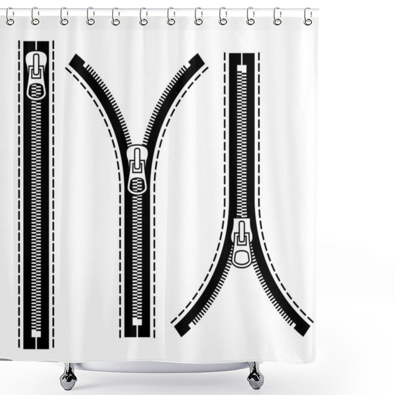 Personality  Zipper Black Symbols Shower Curtains