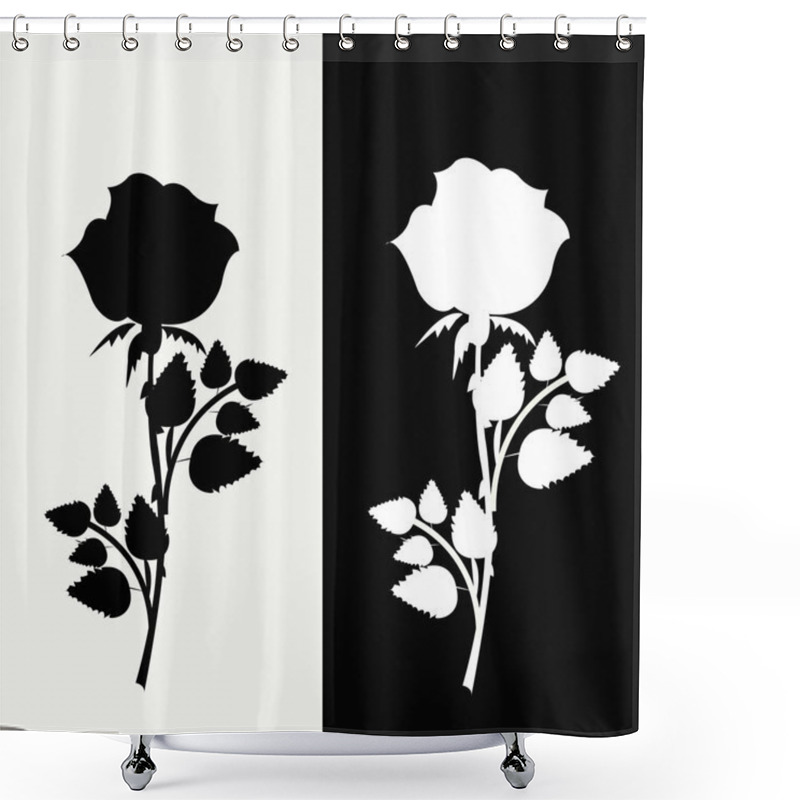 Personality  Two Roses, Black And White Shower Curtains