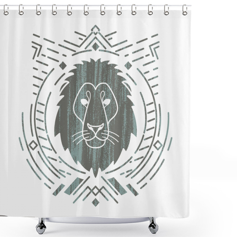 Personality  Lion Head In Frame Shower Curtains