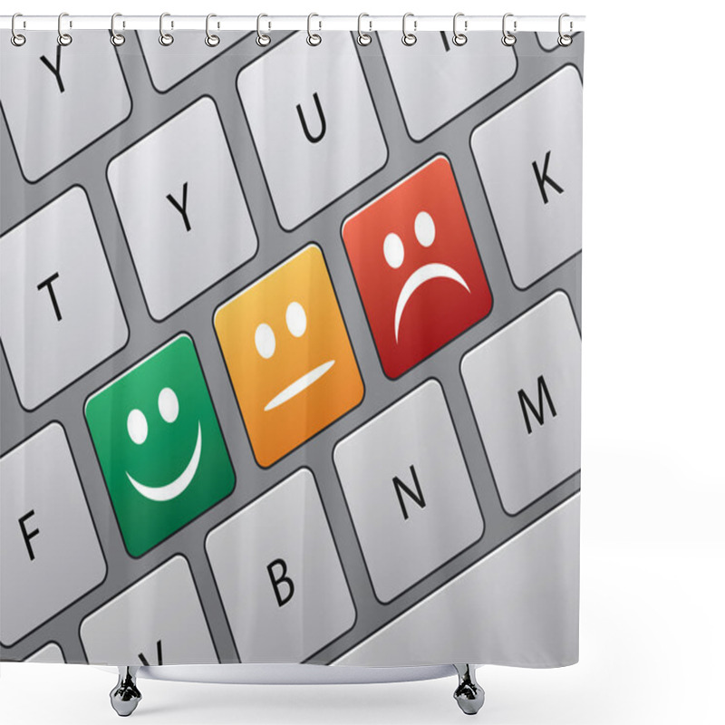 Personality  Keyboard With Icons To Vote In On-line Survey Shower Curtains