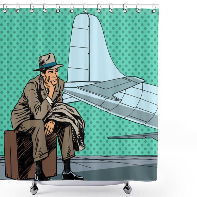 Personality  Male Passenger Waiting For A Flight At The Airport Travel Trip S Shower Curtains