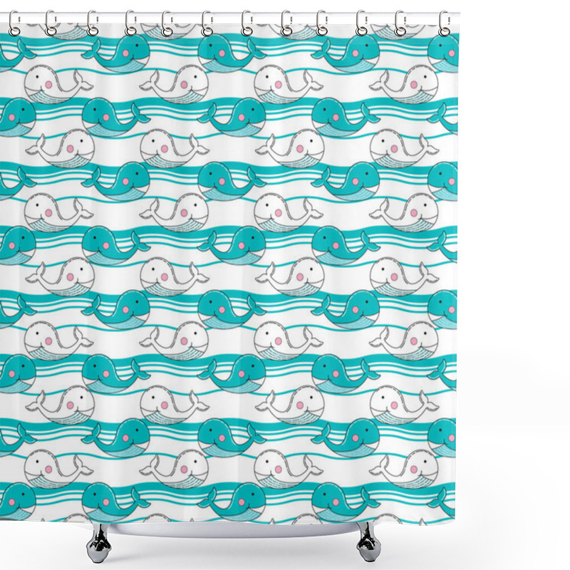 Personality  Cartoon Whale Pattern Shower Curtains