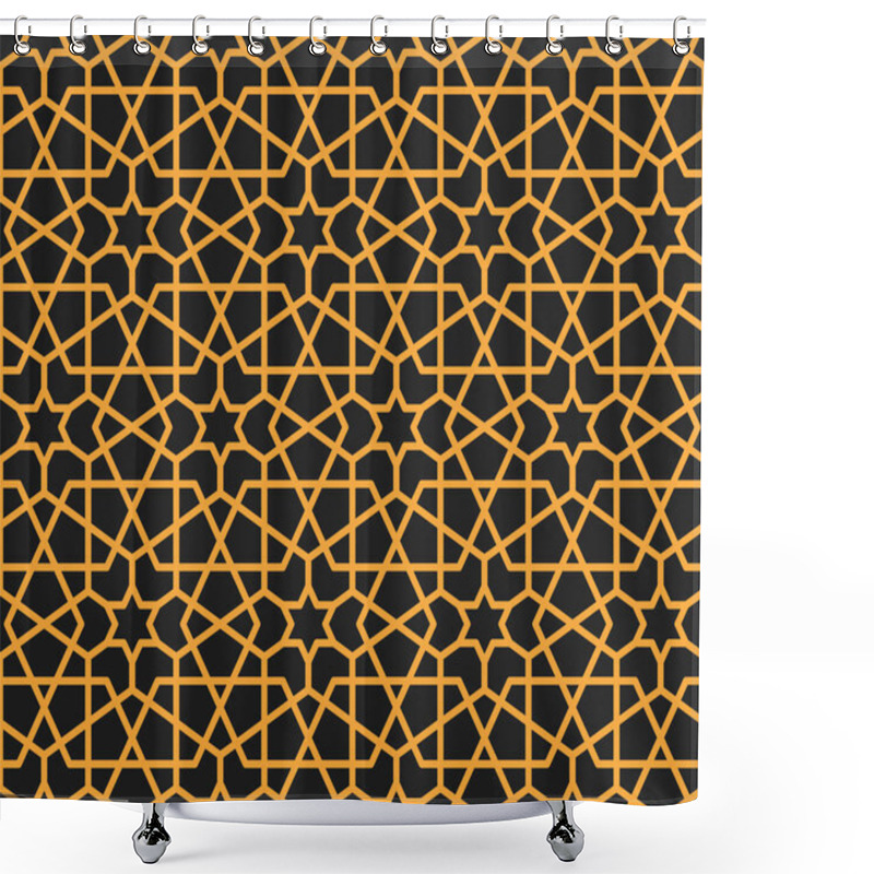 Personality  Mashrabiya Pattern Or Arabesque Arabic Ornament, Vector Seamless Background. Mashrabiya Or Arab Muslim Geometric Mosaic Motif, Arabian Islamic Or Turkish Arabesque Pattern Or Wall Tile Mesh Ornament Shower Curtains