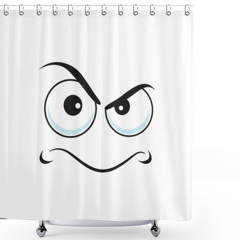 Personality  Grumpy Angry Wicked Emoticon Isolated Bad Emoji. Vector Cartoon Character Angry Emoticon, Evil Facial Expression. Mischievous Demon, Smiley Psychopath Or Maniac Grumpy Avatar, Spiteful Emoticon Shower Curtains