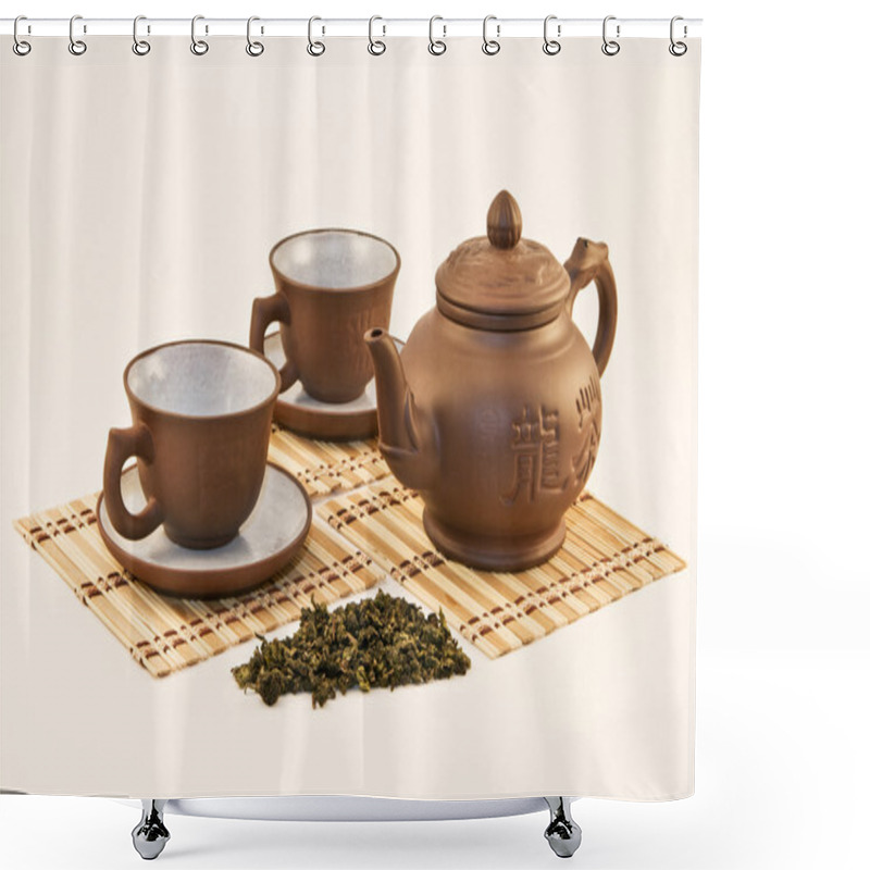 Personality  China Tea Set Shower Curtains