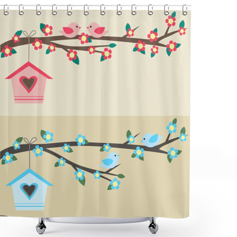 Personality  Birds On Branch Shower Curtains