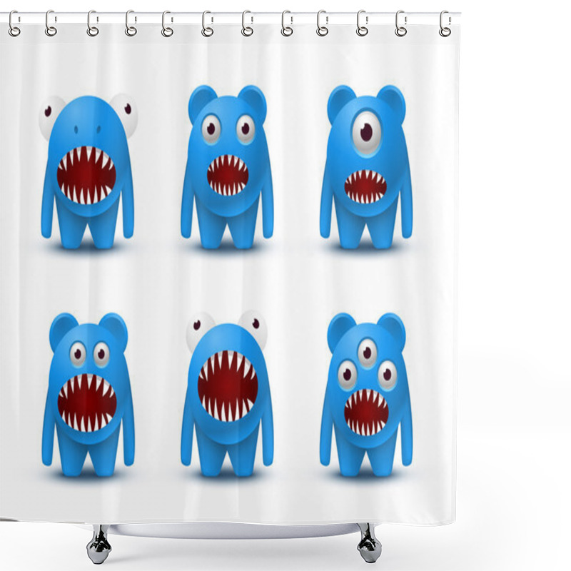 Personality  Blue Funny Monsters  Shower Curtains