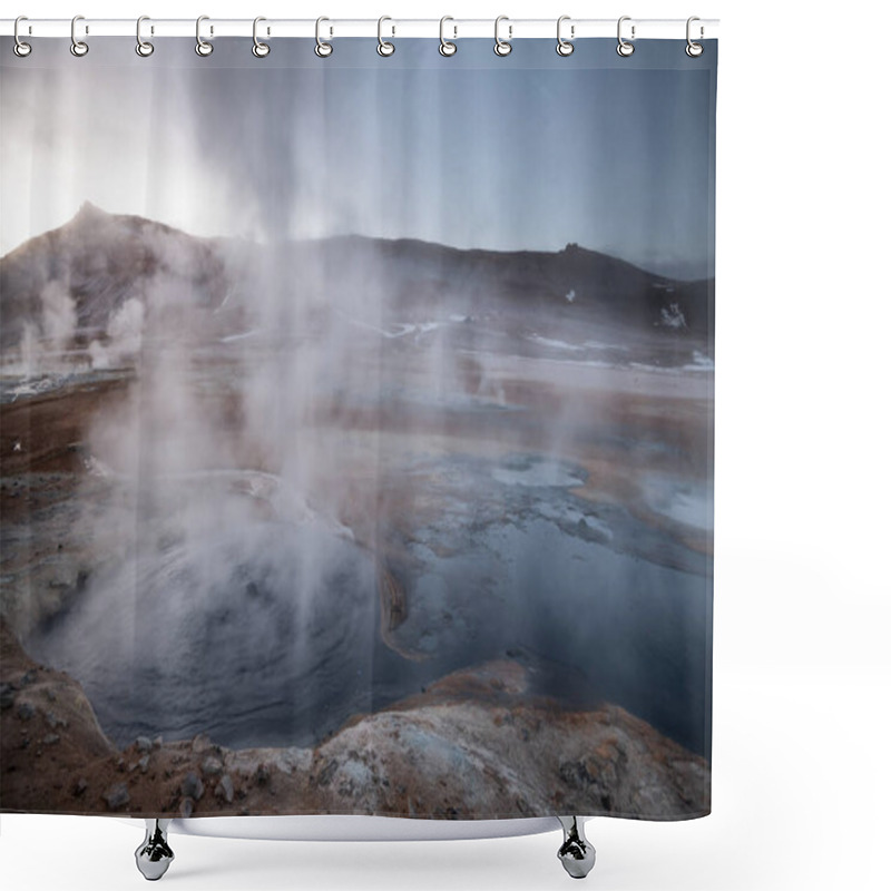 Personality  Hverir Geothermal Area In Myvatn Iceland Shower Curtains