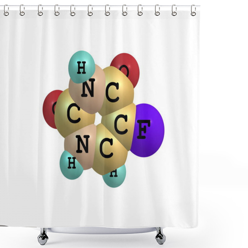 Personality  Fluorouracil Molecule Isolated On White Shower Curtains