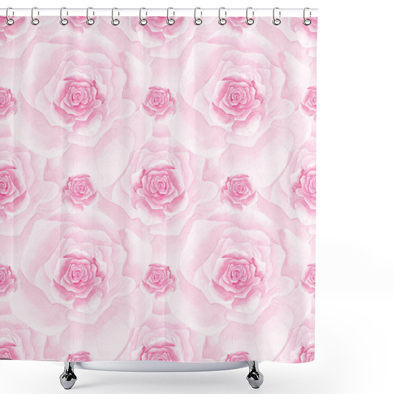 Personality  Roses Seamless Rose Pattern. Pink Roses. Flowers, Blooming. Home Interior. Home Textiles. Scrubbooking. Wallpaper. Rose Print. Watercolor, Texture. Vintage Shower Curtains