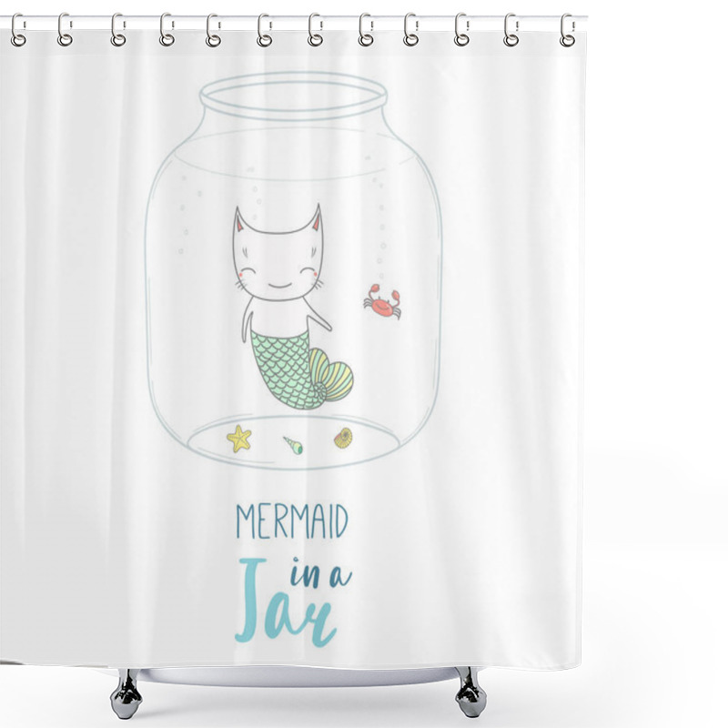 Personality  Mermaid In A Jar Illustration Shower Curtains