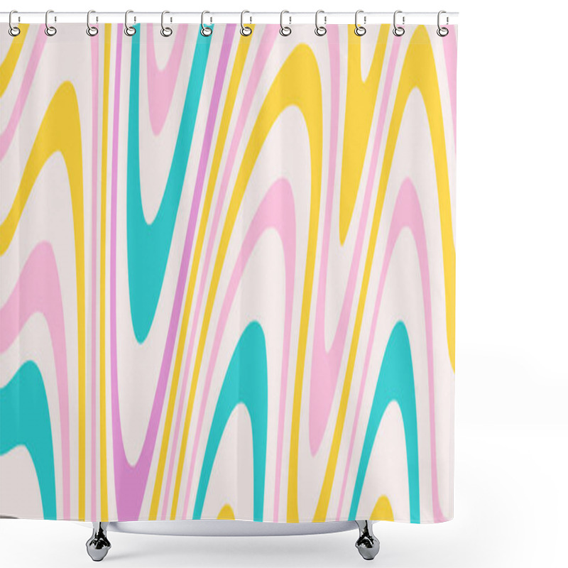 Personality  Psychedelic Trippy Y2k Retro Background Swirl. Simple Vector Illustration. Groovy Wave Print. Vintage Background. Psychedelic Groovy Spiral Shower Curtains