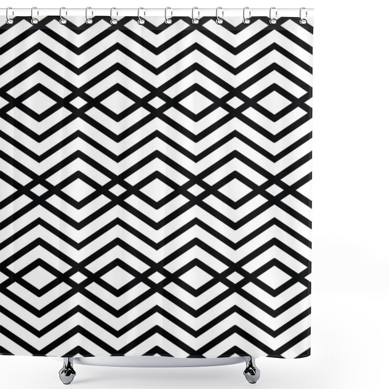 Personality  Monochrome Abstract Geometric Seamless Pattern. Shower Curtains