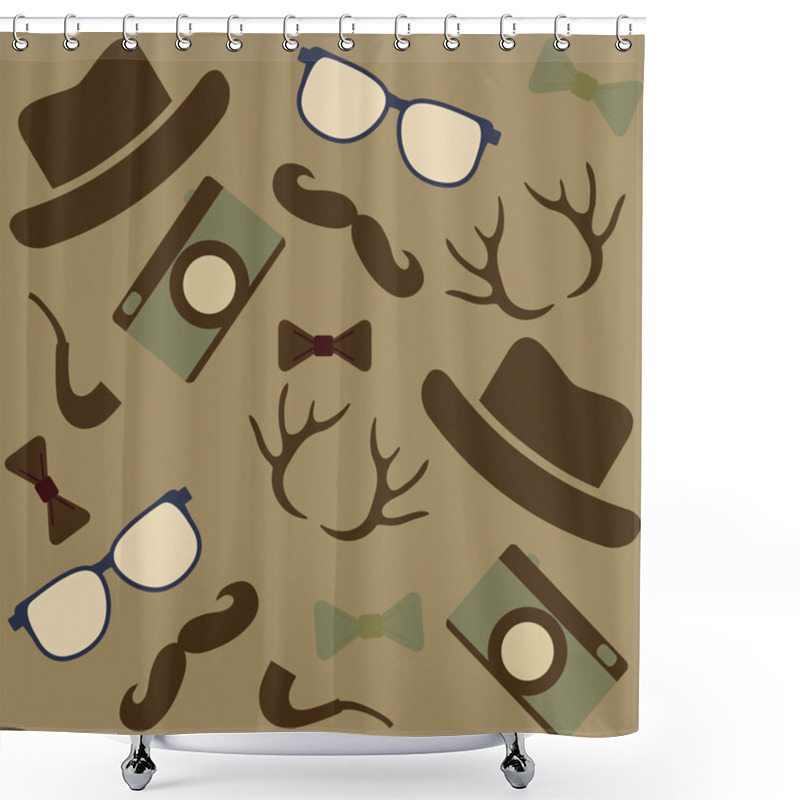 Personality  Seamless Hipster's Icons Background Shower Curtains