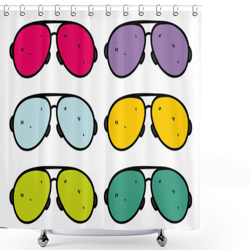 Personality  Retro Sunglasses In Doodle Style Shower Curtains