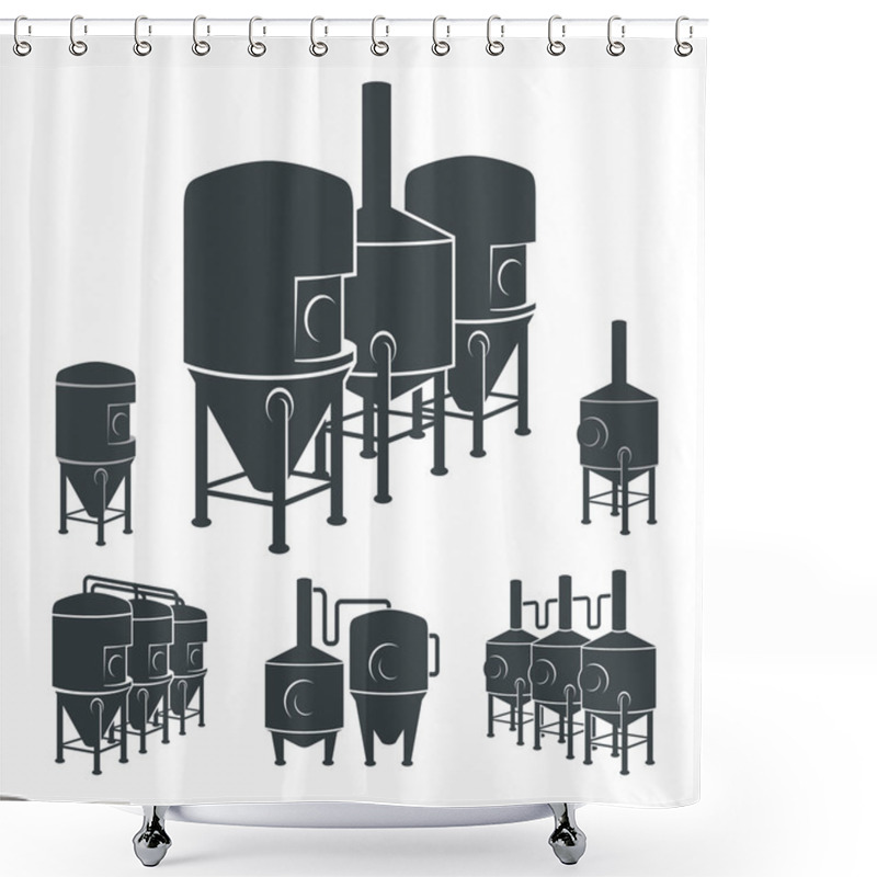 Personality  Set - Beer Brewery Elements, Icons, Logos. Vector Shower Curtains