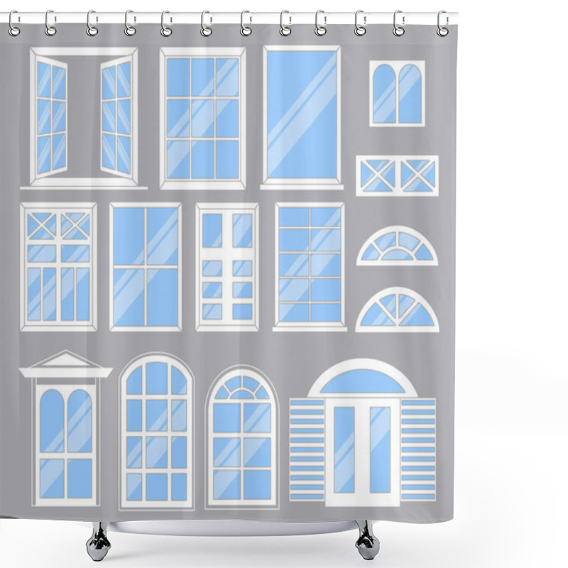 Personality  Set Of Diverse Window Frame Styles And Designs Shower Curtains