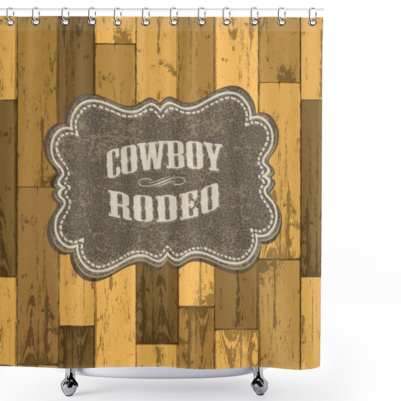 Personality  Wild West Background On Seamless Wooden Texture. Vector Illustra Shower Curtains