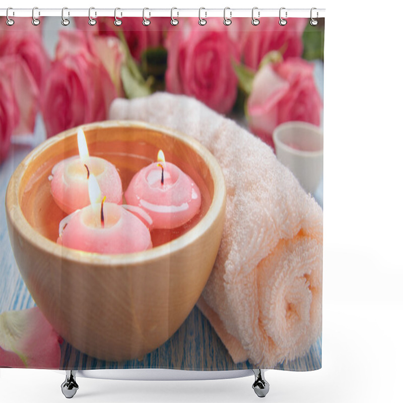 Personality  Close-up Of Candles And Flowers Shower Curtains