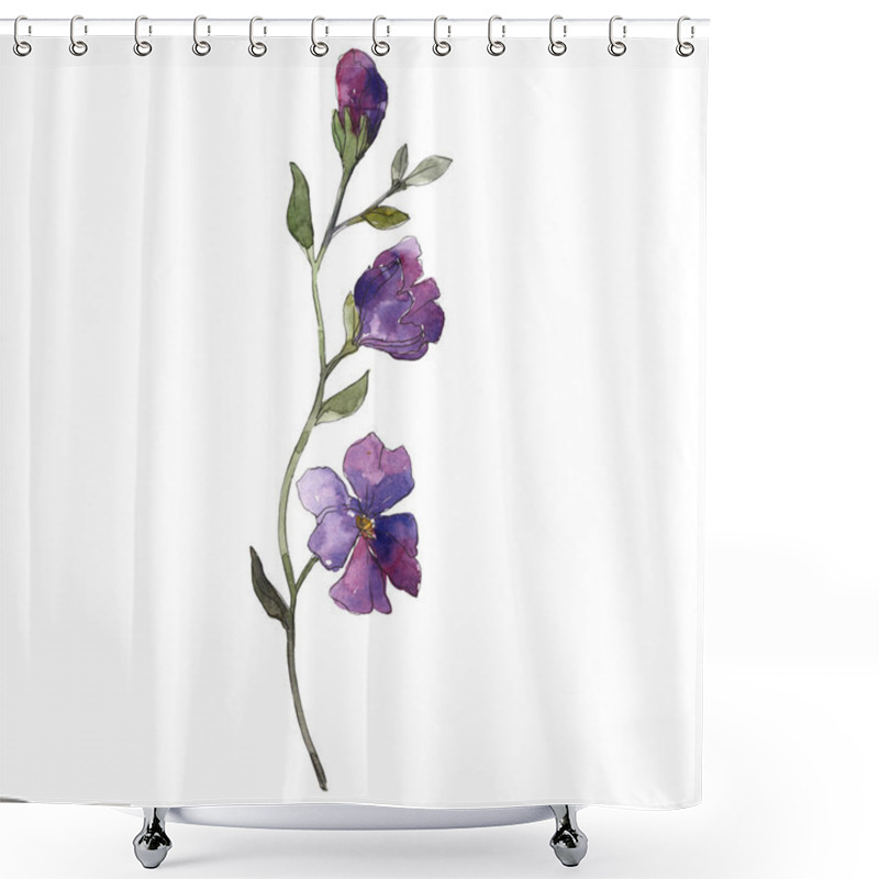 Personality  Blue Purple Flax Floral Botanical Flower. Wild Spring Leaf Wildflower Isolated. Watercolor Background Illustration Set. Watercolour Drawing Fashion Aquarelle. Isolated Flax Illustration Element. Shower Curtains