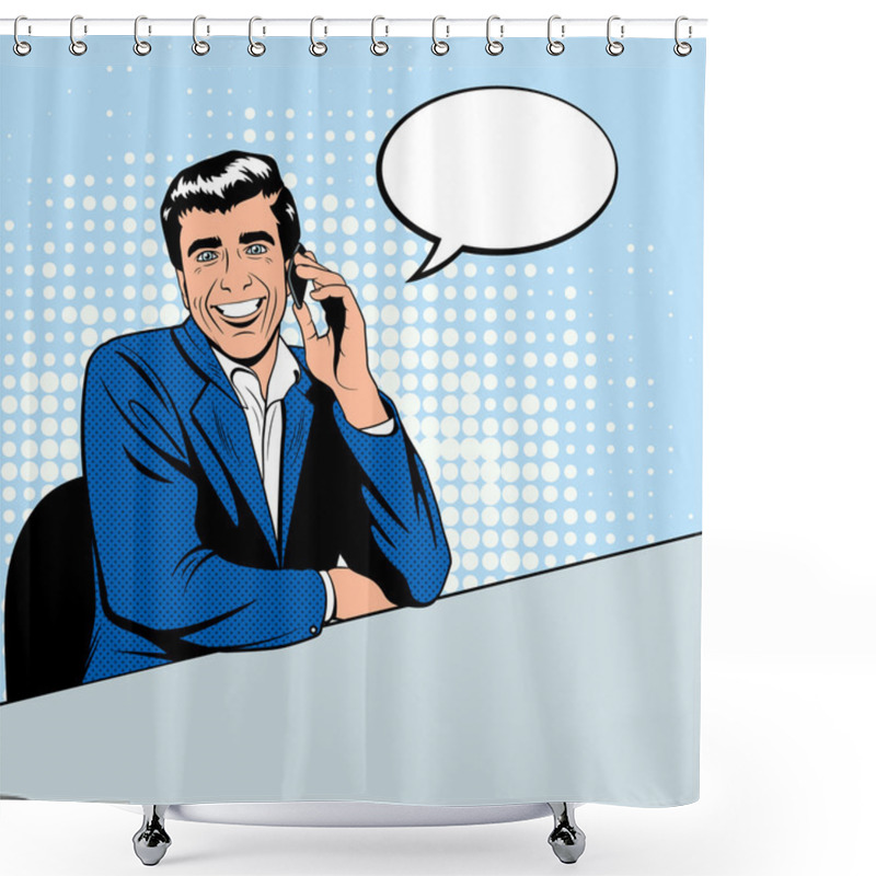 Personality  Businessman Speaking By Phone Shower Curtains