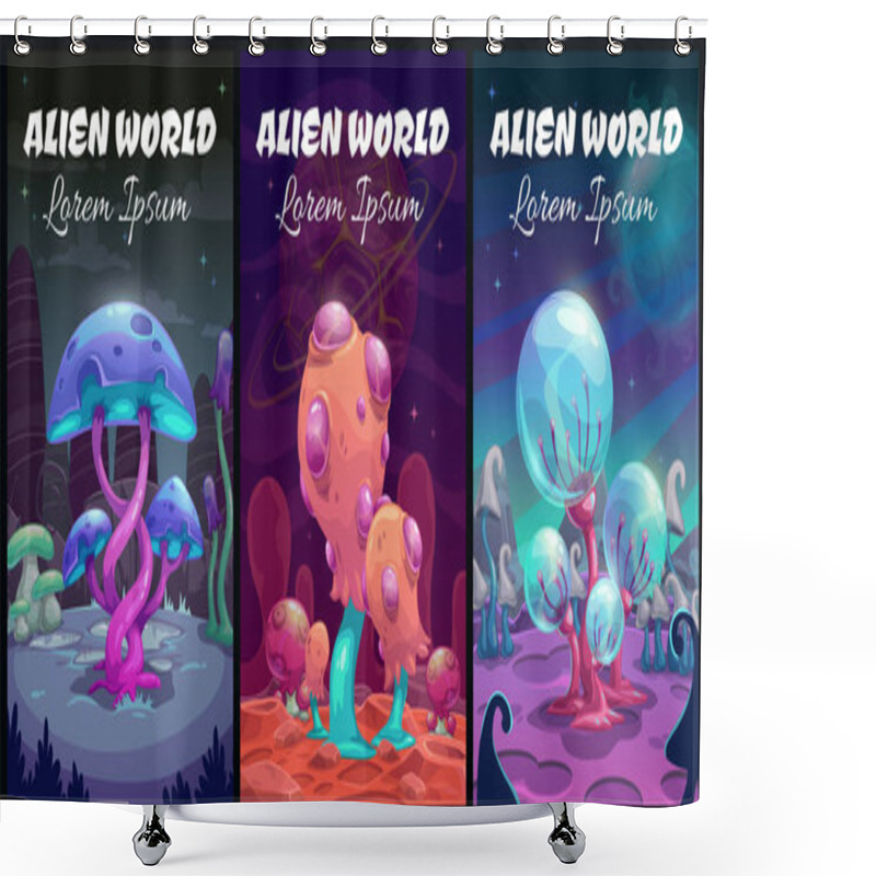 Personality  Fantastic Background. Fantasy Cartoon Alien World Landscape. Shower Curtains