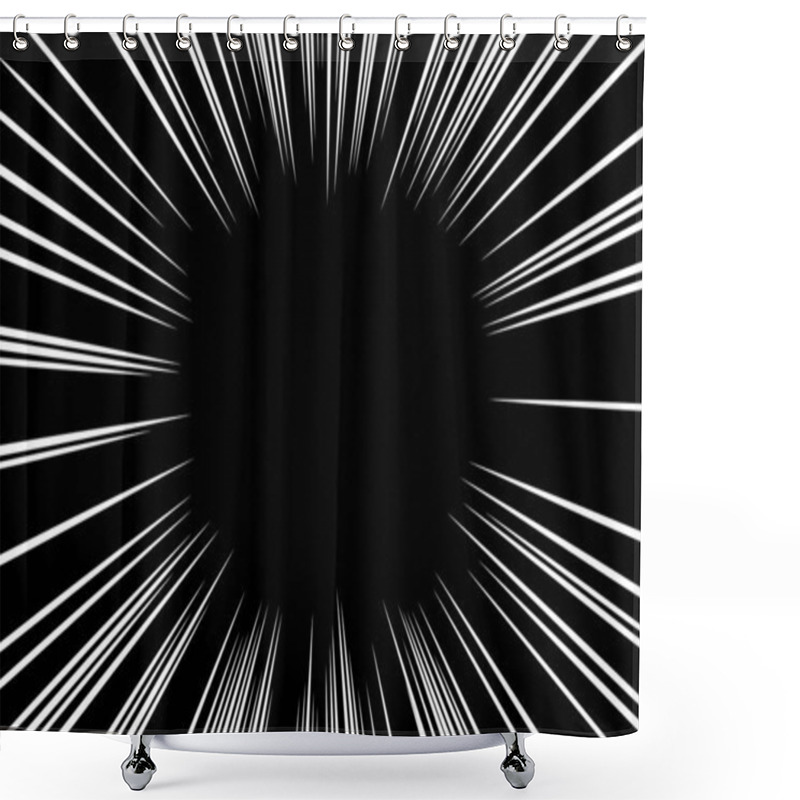 Personality  White Concentration Line On Black Background (effect Line) Shower Curtains