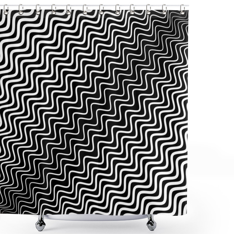 Personality  Wavy Zigzag Lines Pattern Shower Curtains