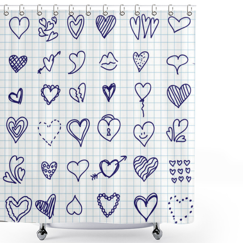 Personality  Heart Doodle Set Shower Curtains