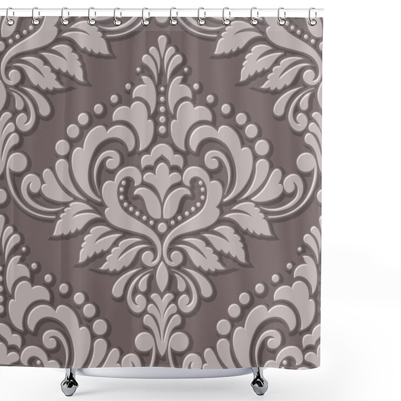 Personality  Vector Volumetric Damask Seamless Pattern Element. Elegant Luxury Embossed Texture For Wallpapers, Backgrounds And Page Fill. 3D Elements With Shadows And Highlights Shower Curtains