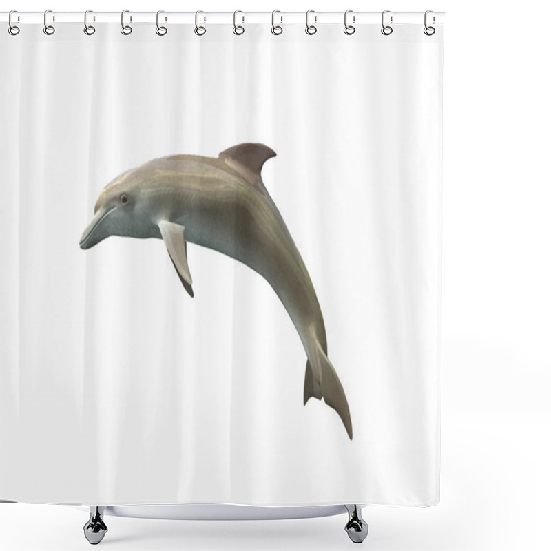 Personality  Dolphin Isolated On A White Background Shower Curtains