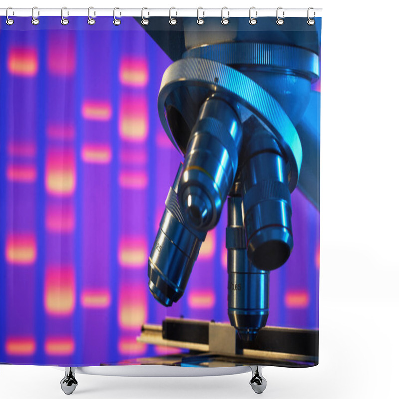 Personality  Close Up Of Laboratory Microscope Shower Curtains