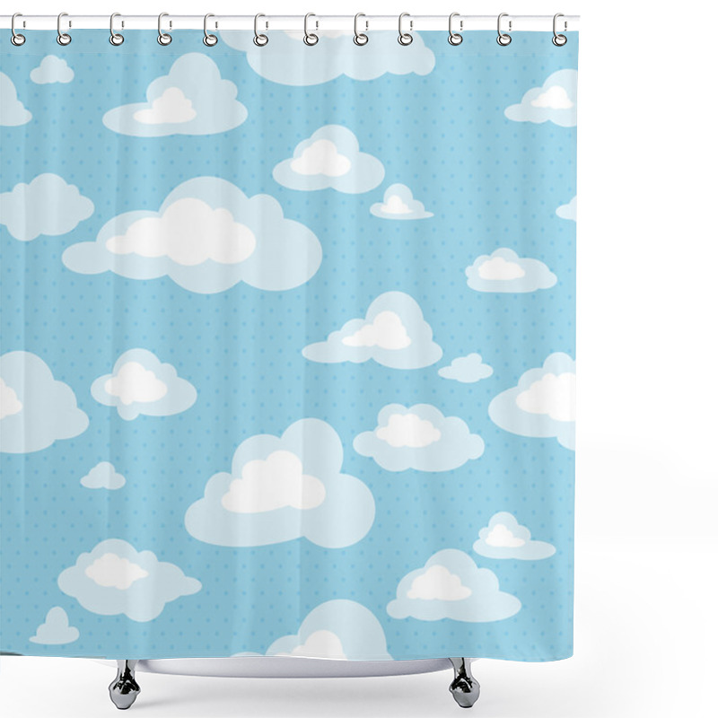 Personality  Seamless Pattern With Clouds Shower Curtains