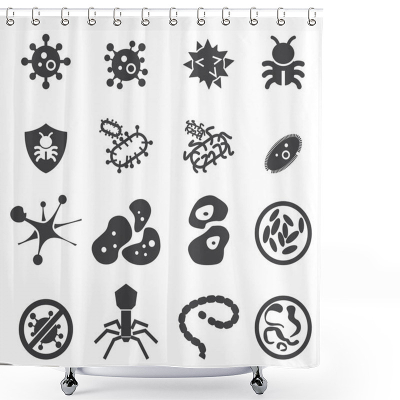 Personality  Virus Icon Set Shower Curtains