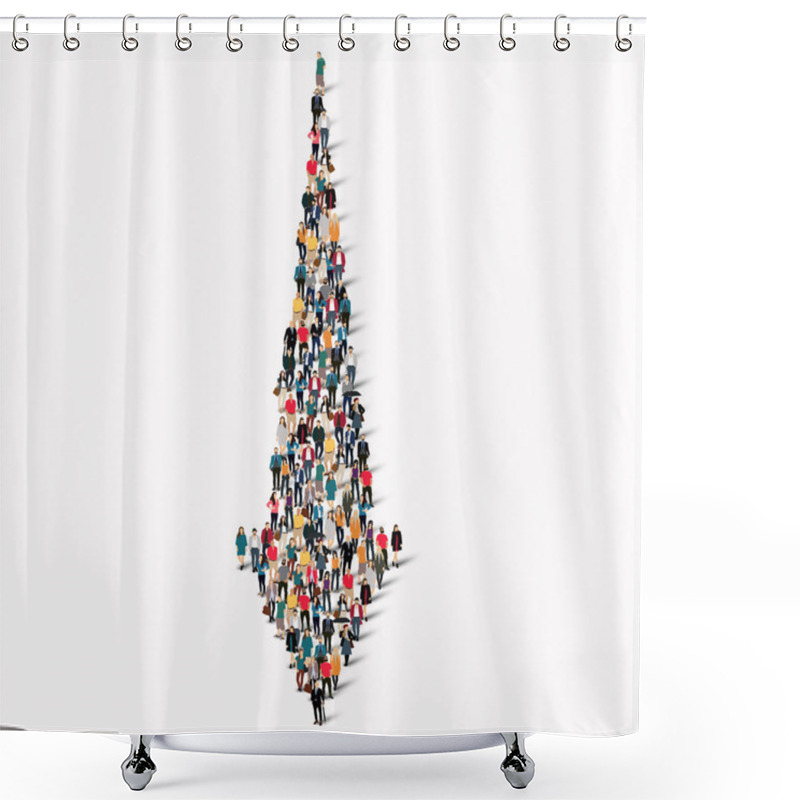 Personality  Crowd People  Shape  Arrow Direction Shower Curtains