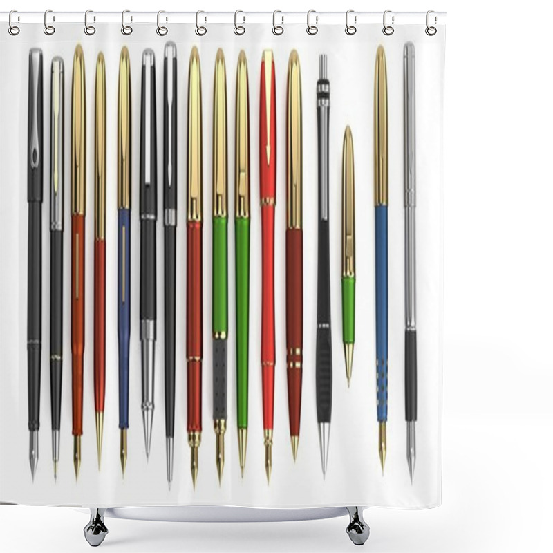 Personality  Realistic 3d Render Of Luxury Pens Shower Curtains