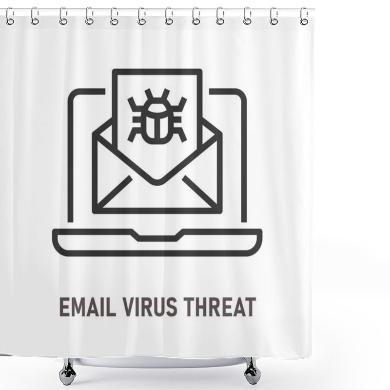 Personality  Email Virus Threat Outline Icon On White Background. Editable Stroke. Vector Illustration. Shower Curtains