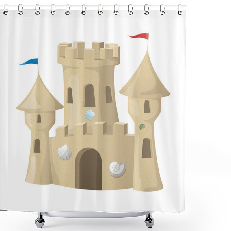 Personality  Sand Castle. Vector Illustration Shower Curtains