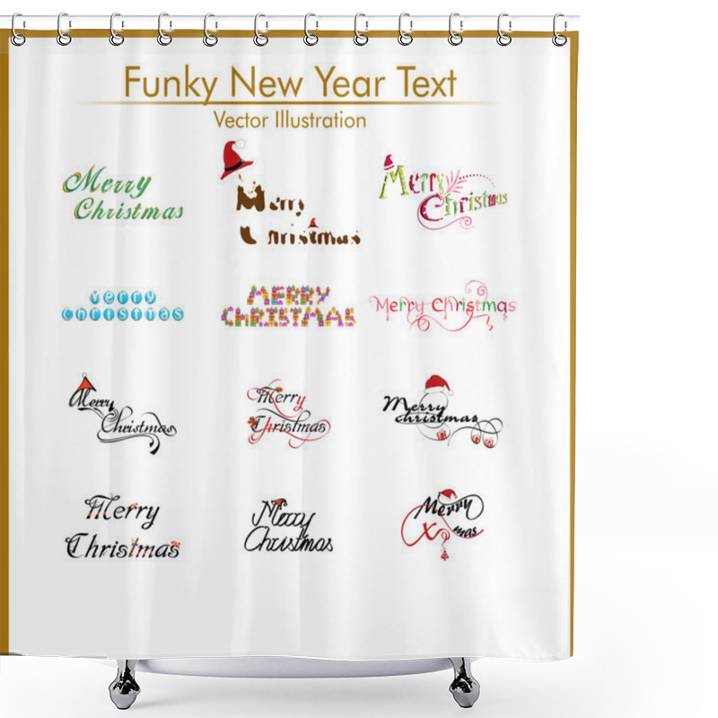 Personality  A Typograpy Set Of Twelve Diffrent Funky Style Text For Merry Ch Shower Curtains