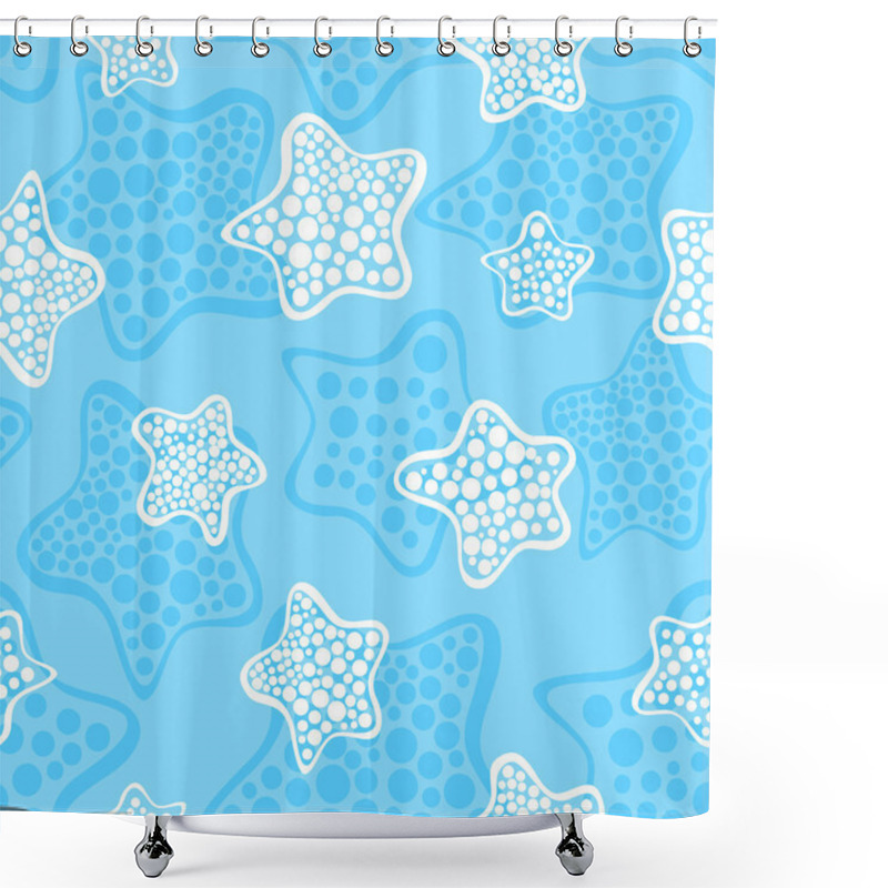 Personality  Seamless Pattern With Sea Stars Shower Curtains