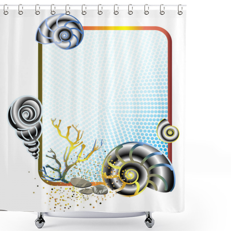 Personality  Sea Life In Frame With Shells Shower Curtains