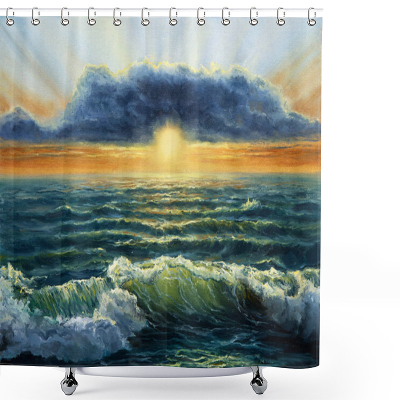 Personality  Sunset Over Ocean Shower Curtains