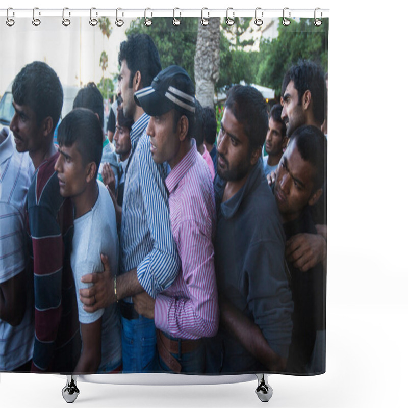 Personality  Unidentified Refugees In Kos,Greece Shower Curtains