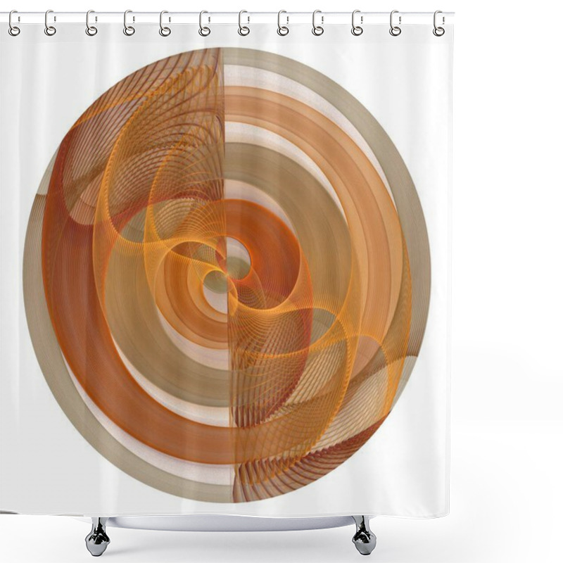 Personality  Intricate Orange, Copper And Brown Disc On White Background Shower Curtains