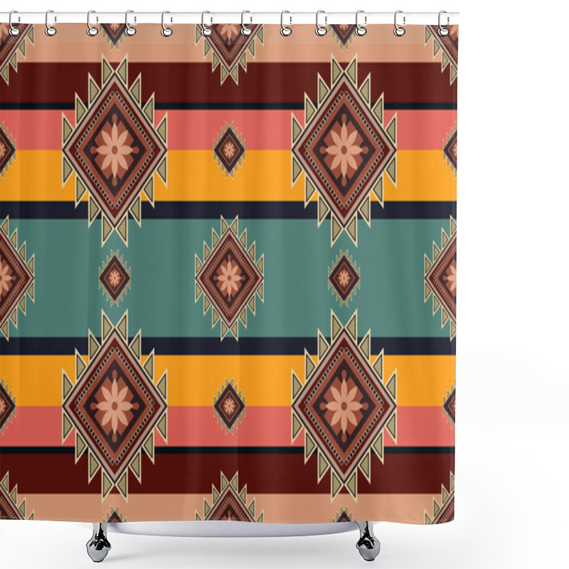 Personality  Navajo Tribal Vector Seamless Pattern. Native American Ornament. Ethnic South Western Decor Style. Boho Geometric Ornament. Vector Seamless Pattern. Mexican Blanket, Rug. Woven Carpet Illustration. Shower Curtains