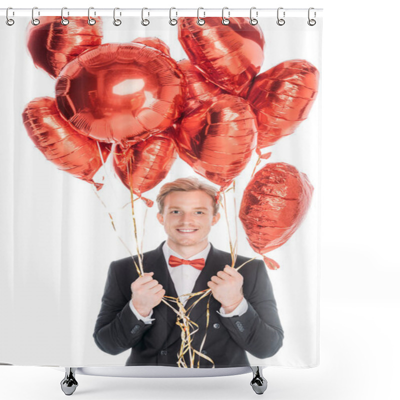 Personality  Man With Heart Shaped Balloons Shower Curtains