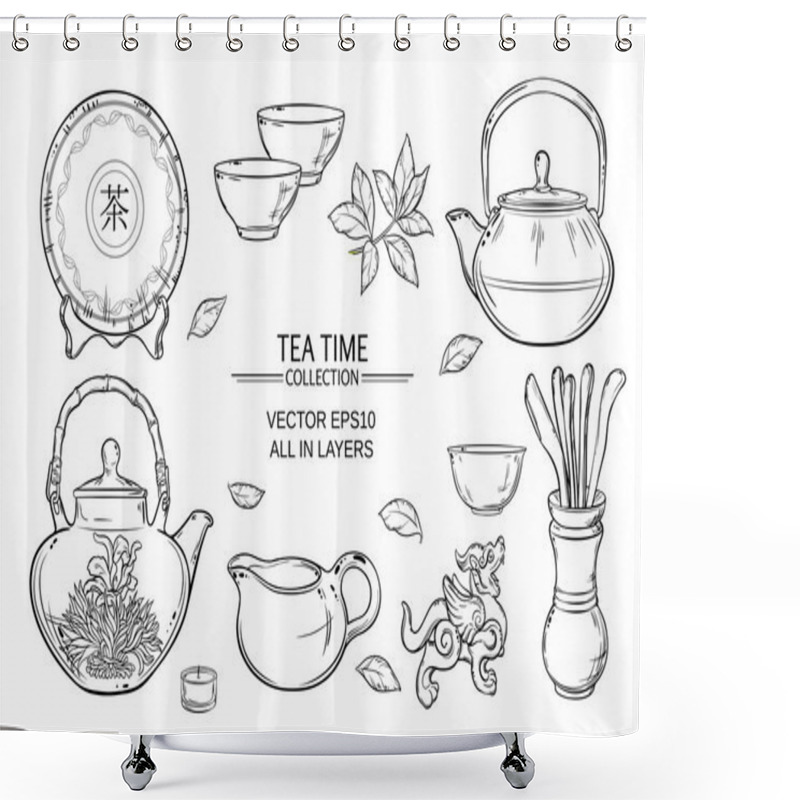 Personality  Tea Ceremony Set Shower Curtains