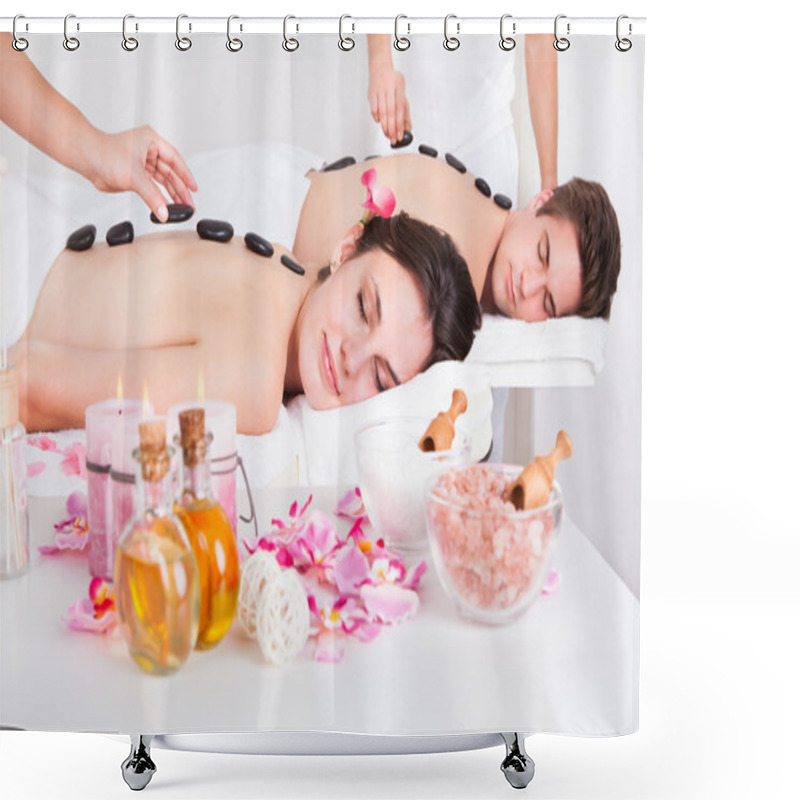 Personality  Couple Having A Stone Massage Shower Curtains