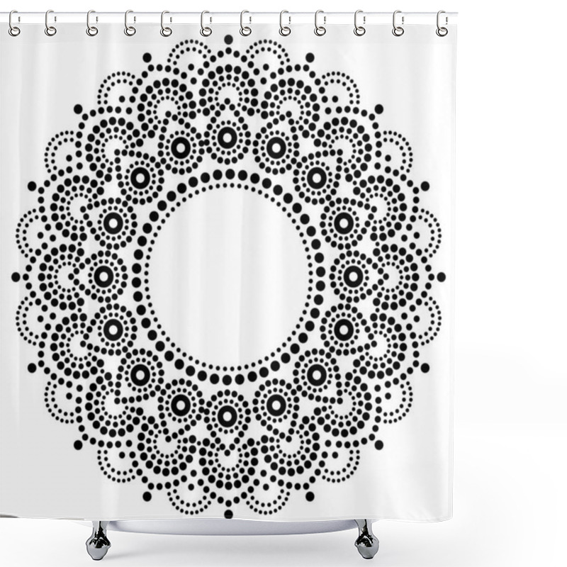 Personality  Bohemian Mandala Dot Painting Vector Design, Aboriginal Style, Australian Folk Art Boho Ornament In Black On White Background  Shower Curtains