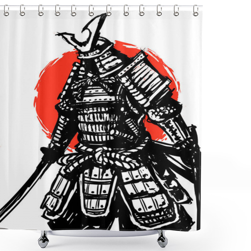 Personality  Samurai Warrior, Japanese, Illustration, Vector Graphics Shower Curtains